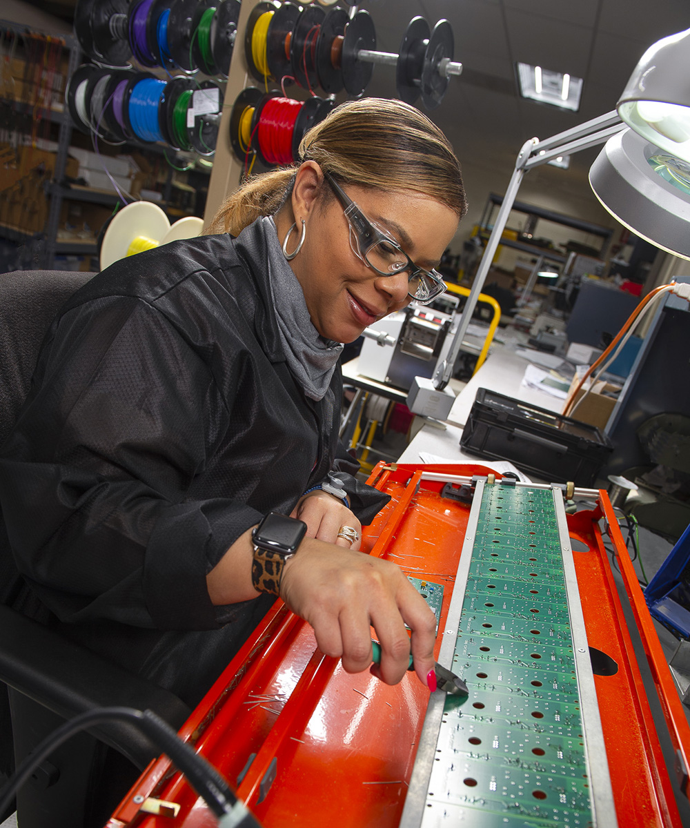 Framatome field engineer using advanced technology and equipment at a nuclear facility